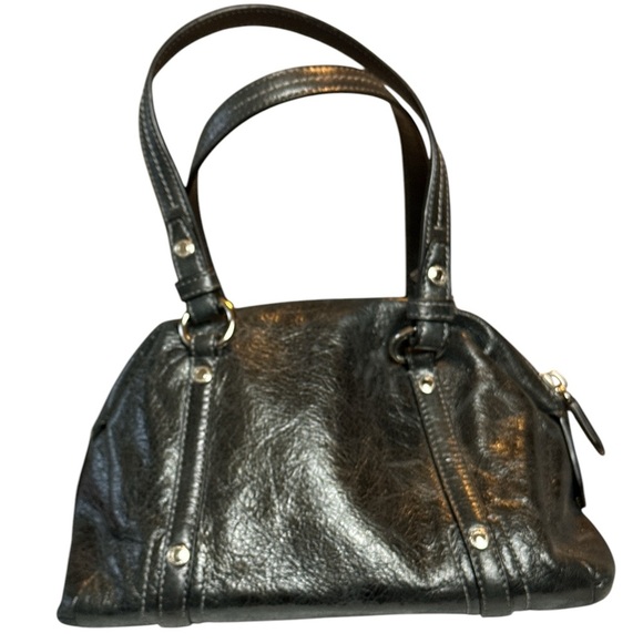 Coach Black Leather Handbag silver hardware perforated design incl. bill of sale - Picture 3 of 5